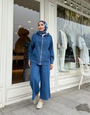 bomber ceketli bol paça takım buz mavi 5