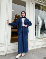 bomber ceketli bol paça takım lacivert