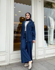 bomber ceketli bol paça takım lacivert 2