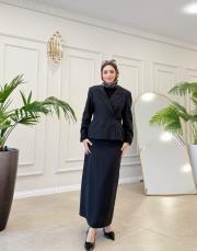 belinda pamuklu kruvaze ceket siyah 2