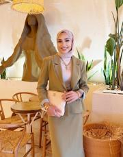 belinda pamuklu kruvaze ceket yağ yeşili