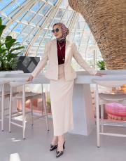 belinda pamuklu kalem etek bej