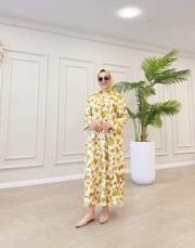 betty desenli gömlek elbise yağ yeşili 2