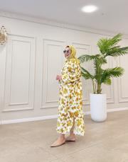 betty desenli gömlek elbise yağ yeşili 3