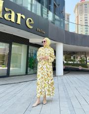 betty desenli gömlek elbise yağ yeşili 4