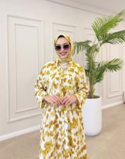 betty desenli gömlek elbise yağ yeşili 5