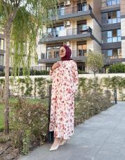 betty desenli gömlek elbise bordo