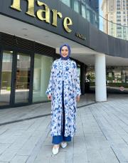 betty desenli gömlek elbise mavi 4