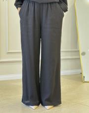 aida krinkıl bol paça pantolon siyah