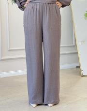 aida krinkıl bol paça pantolon vizon