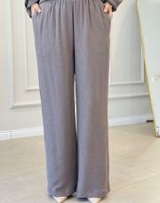 aida krinkıl bol paça pantolon vizon 2