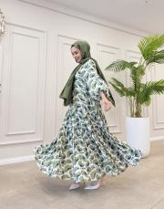 sandibel çiçek desen pamuklu elbise yeşil 2