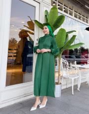 kolu güllü elbise ithal yeşil 2