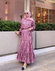 adel desenli kloş etek pembe