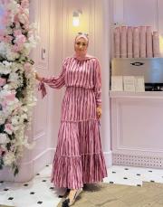 adel desenli kloş etek pembe 4