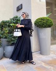 minelya keten volan detay elbise siyah 4