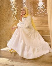 minelya keten volan detay elbise beyaz 2