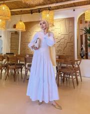 minelya keten volan detay elbise beyaz 3