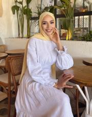 minelya keten volan detay elbise beyaz 5