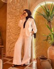 farah cep detay keten gömlek beyaz 2