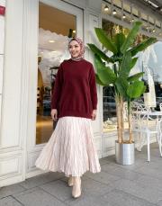 kırışık etek ithal bej 2