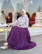 kırışık etek ithal mürdüm