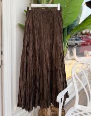 kırışık etek ithal kahve