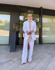 %100 keten blazer ceket beyaz 5