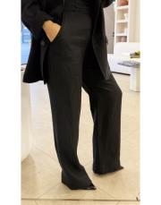 %100 keten palazzo pantolon siyah 2