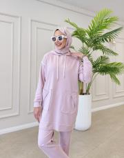 ases biye ve cep detay pamuklu sweat pembe 4