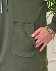 ases biye ve cep detay pamuklu sweat haki 6