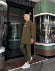 ases biye ve cep detay pamuklu sweat haki 8