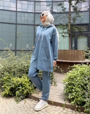 ases biye ve cep detay pamuklu sweat mavi 3