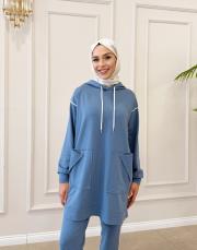 ases biye ve cep detay pamuklu sweat mavi 5