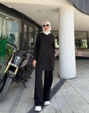 tina iki iplik cepli basic sweat siyah 3