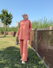 tina iki iplik cepli basic sweat turuncu 2