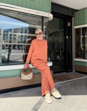 tina iki iplik cepli basic sweat turuncu 3