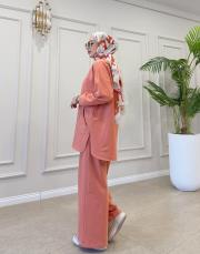 tina iki iplik cepli basic sweat turuncu 7