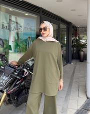 tina iki iplik cepli basic sweat haki 2