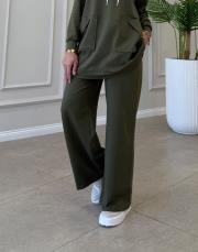 tina iki iplik bol paça eşofman altı haki