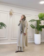 rafella grogren detay uzun tunik bej