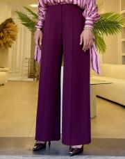 tegan nervürlü palazzo pantolon mürdüm 2