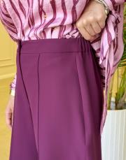 tegan nervürlü palazzo pantolon mürdüm 5