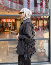 zeta organze fırfır detay ceket siyah