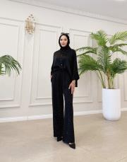 layali taş detaylı pantolon siyah 5