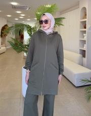 softova kapüşonlu kap haki 2