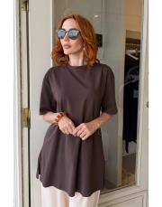 mono kısa kol basic t-shirt koyu kahve 3