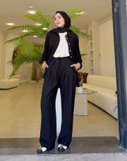 eloria pile detay pantolon siyah 4