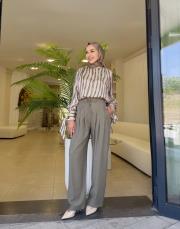 eloria pile detay pantolon haki