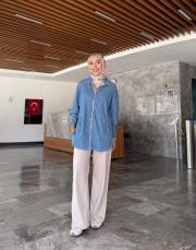 tensel bomber ceket buz mavi